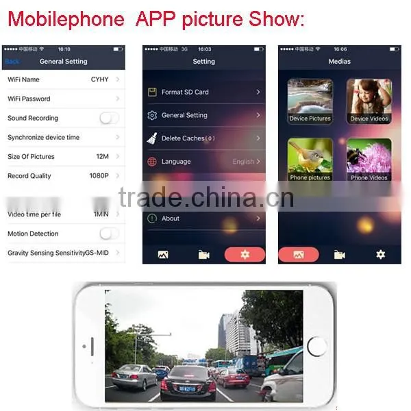 China best car DVR Vehicle Black box full hd 1080p Car camera hd dvr with wifi support APP