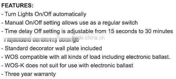Passive Infrared Wall Switch Occupancy Sensor 120V