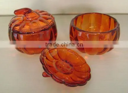 transparent glass pumpkin jar