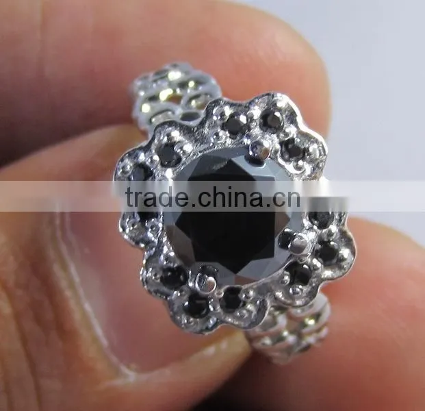 Certified 0.47 Ct Natural Black & White Diamond 14k Solid Gold Wedding Ring
