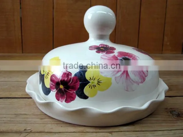 Factory Direct Flower Edge Shaped Ceramic Dish for Butter