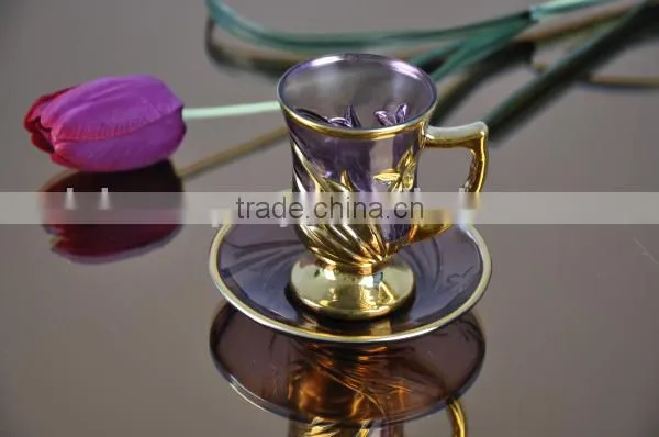 Glass tea cup saucer set