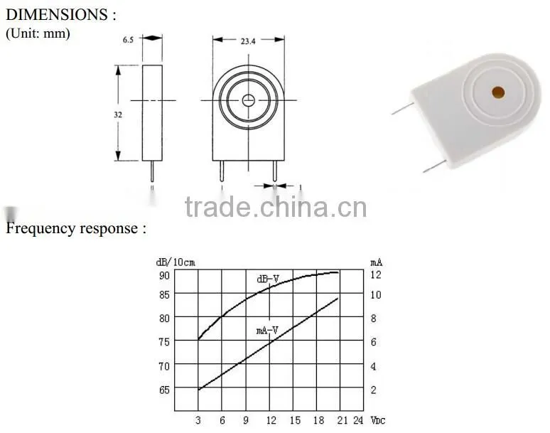 FB-32SP 12v small high-performance white magnetic piezo buzzer with 2pins (FBELE)