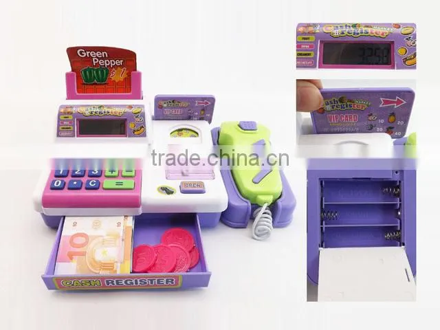 Music and light children plastic cash register electronic