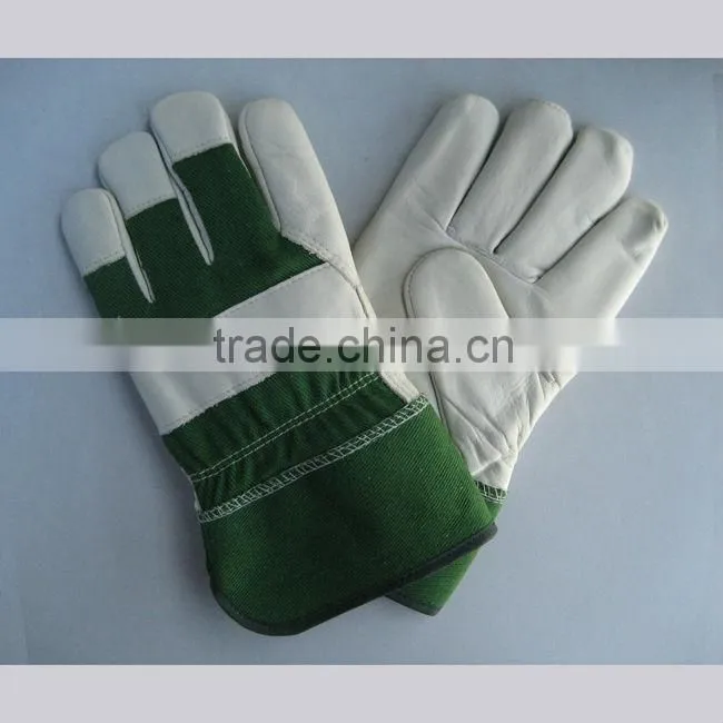 Cow grain leather fleecy lined winter leather glove