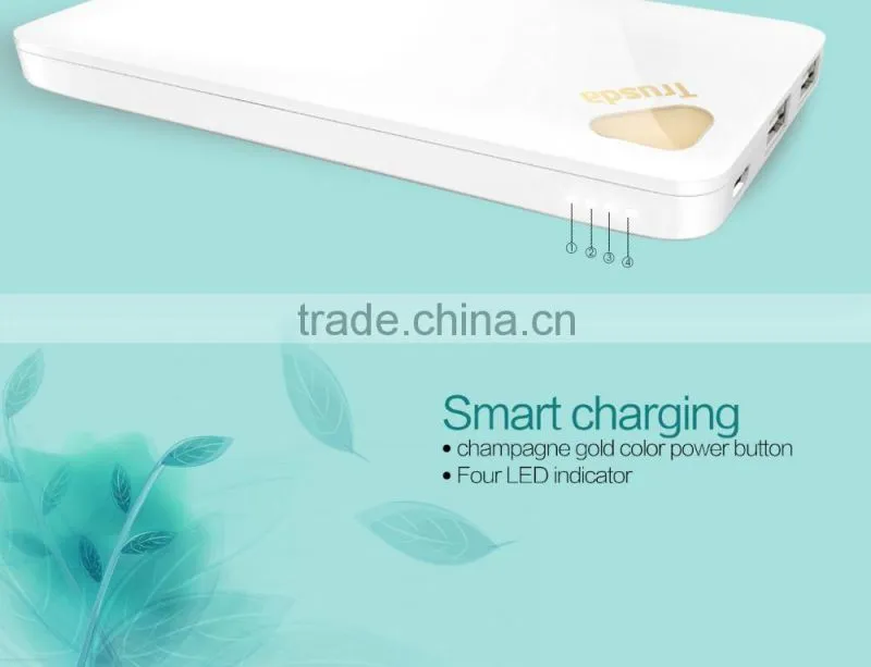 TRUSDA Rechargeable 2USB Ports 10000mAh qc 2.0 Power bank for Samsung Xiaomi HTC OEM/ODM Avaliable
