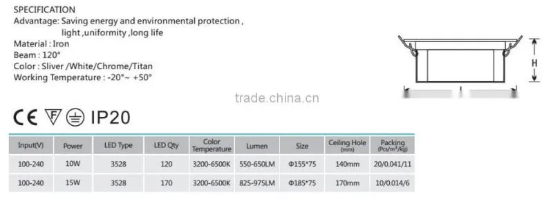 2016 Europe Fashion design Die casting COB 30W LED Downlight
