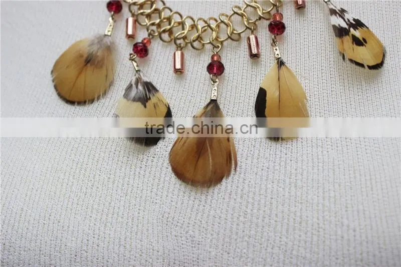 Newest Gold Feather Pendant Necklace Short Chain Rose-gold Charm Connected Necklace 2016 Fashion Style Wholesale