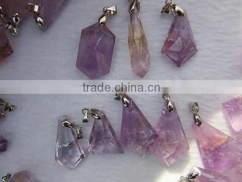 Faceted all kinds pure natural crystal pendant,healing crystal pendant for necklace