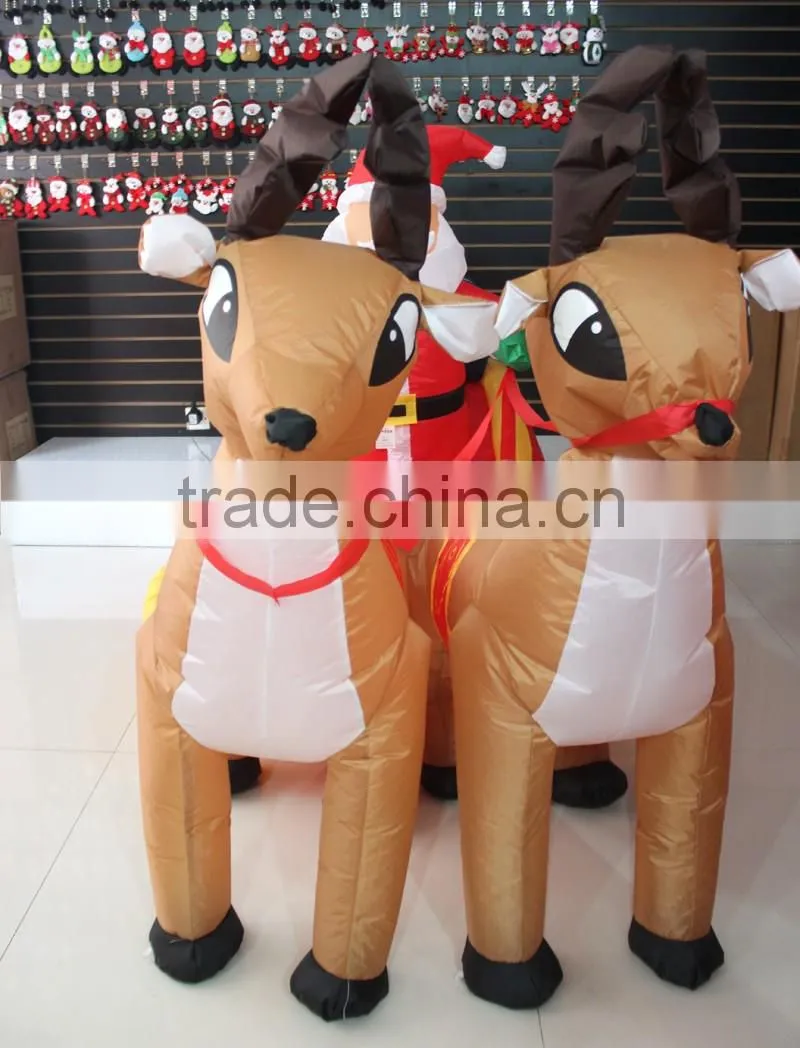 double Deer pull carts inflatable outdoor Christmas decorations