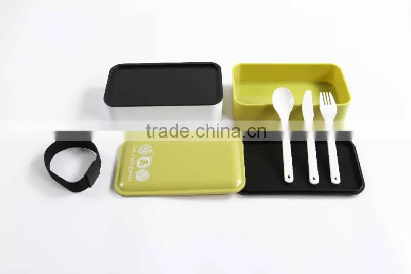 business style plastic lunch box bento with cutlery