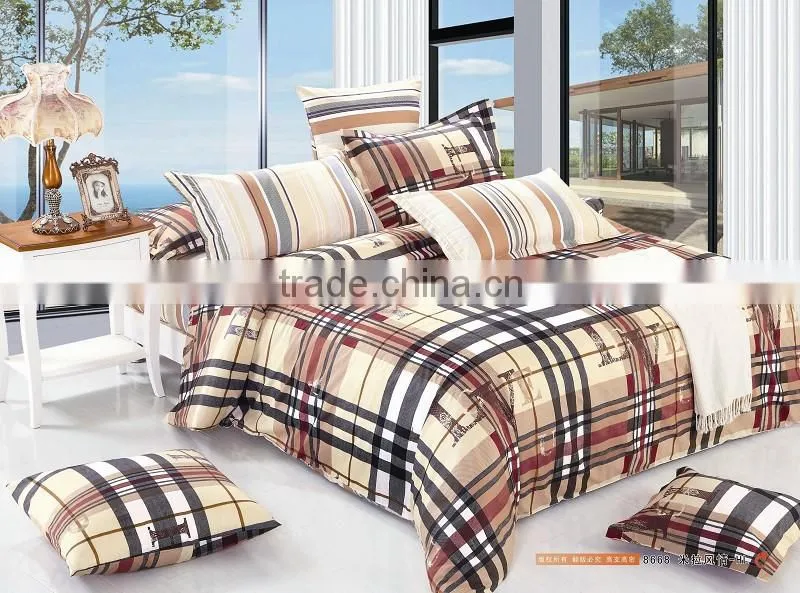 100% cotton check Bed Linen Duvet Cover Set/nice print bed cover set