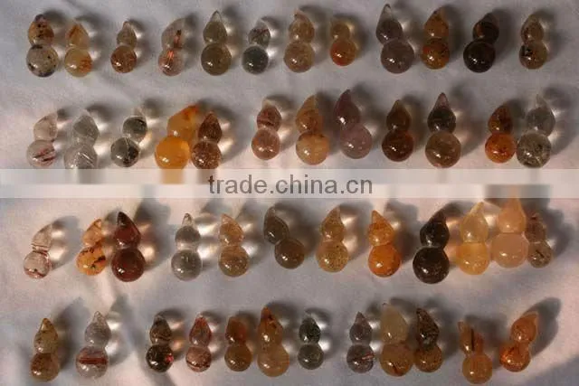 Rare Rutilated Quartz Rock Crystal GOURD Carving
