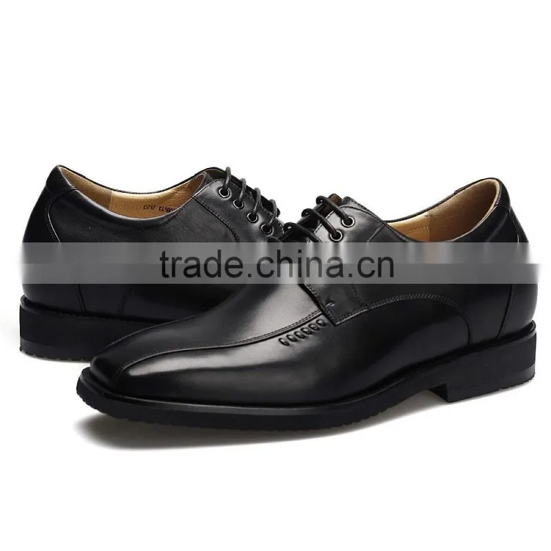 Italian men leather casual shoes with invisible high heel