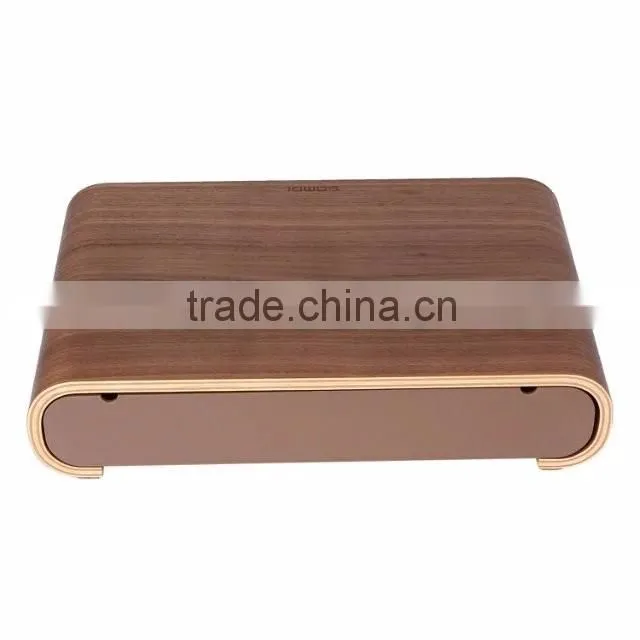 Original SAMDI Oak/Walnut Wood Holder with Drawer for MacBook Laptop Computer - Brown/Black