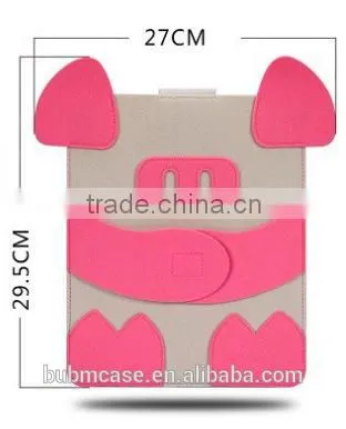 Red Color 9.7 inch Wool Felt Tablet Case Cute Cartoon Pig Bag Tablet Sleeve Tablet Pouch