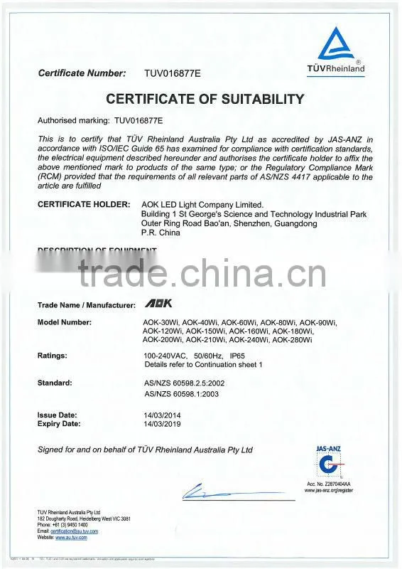 IP65 IK10 TUV-GS SAA CB UL Approval 30W White Color LED Low Bay