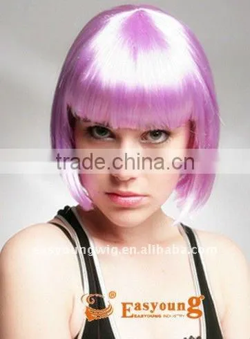 New Halloween wig, cheap purple synthetic hair short Bob wigs, party wig