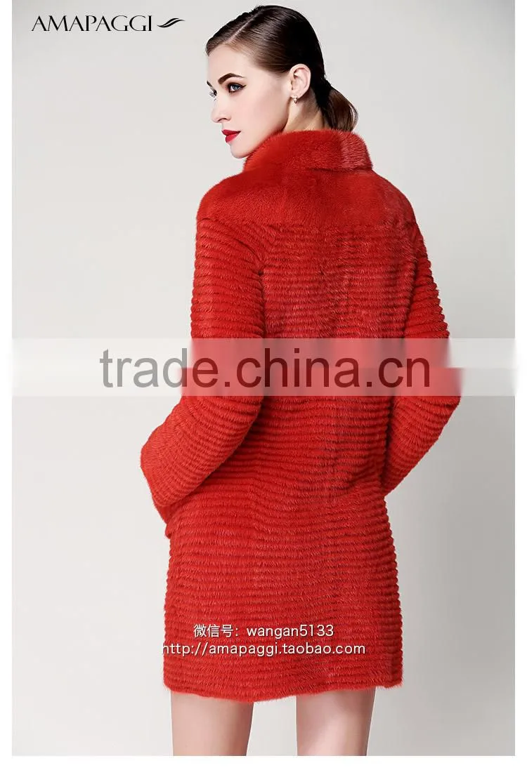 hot sale long fur coats knitted mink for women