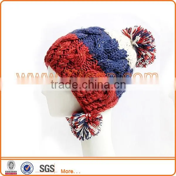 Hot sale striped ladies beanie hat knitting pattern