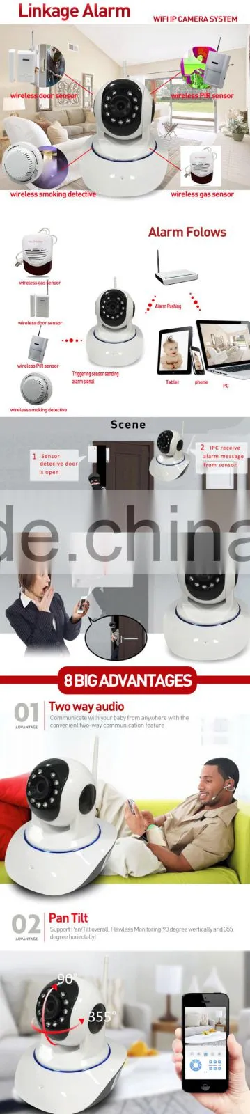 Two Way Audio 720P Yoosee Wifi IP Camera with Email Alert Support Android/ISO View