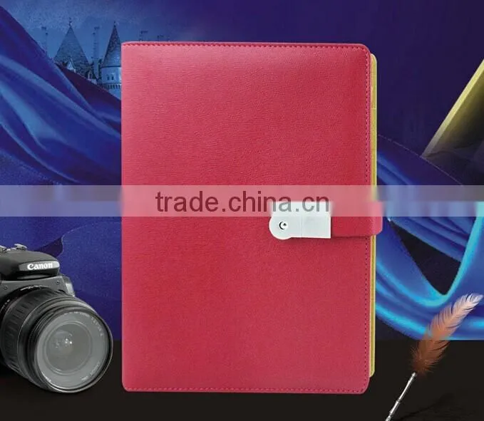 A5 customized leather journal with usb
