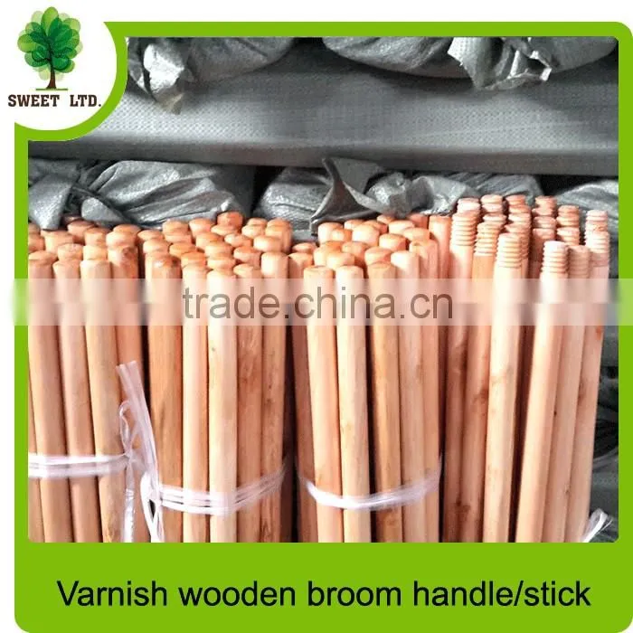 Well straight Varnished wood mop stick with cheap price and high quality