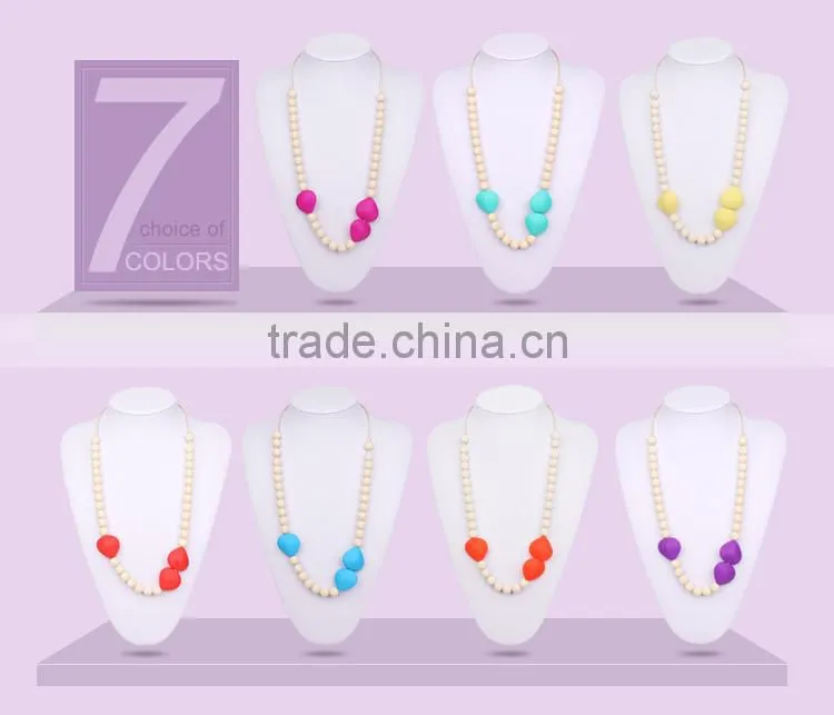 Kean latest design silicone beaded teething necklace for baby chewing