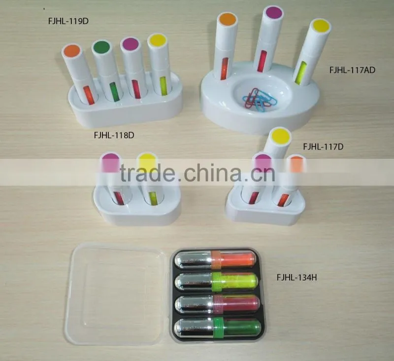2 in 1highlighter marker pen with paper clip/fluorescent pen/multi colored highlighter pen