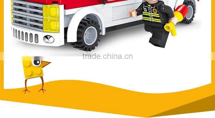 Ausini fire rescue car wholesale intelligent toy building block fire engine set for kids