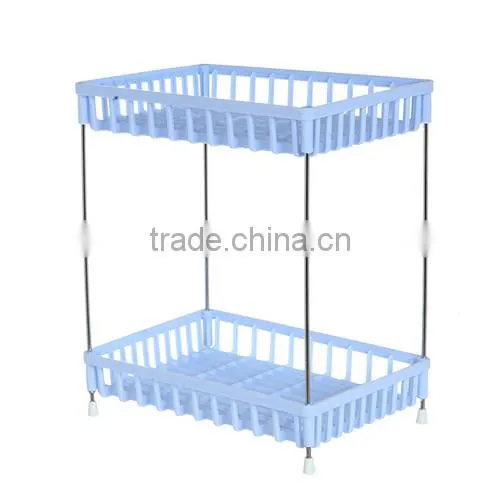 Blue rectangle 2 Tier Two Layer Plastic Plate Cutlery Dish Draining Rack