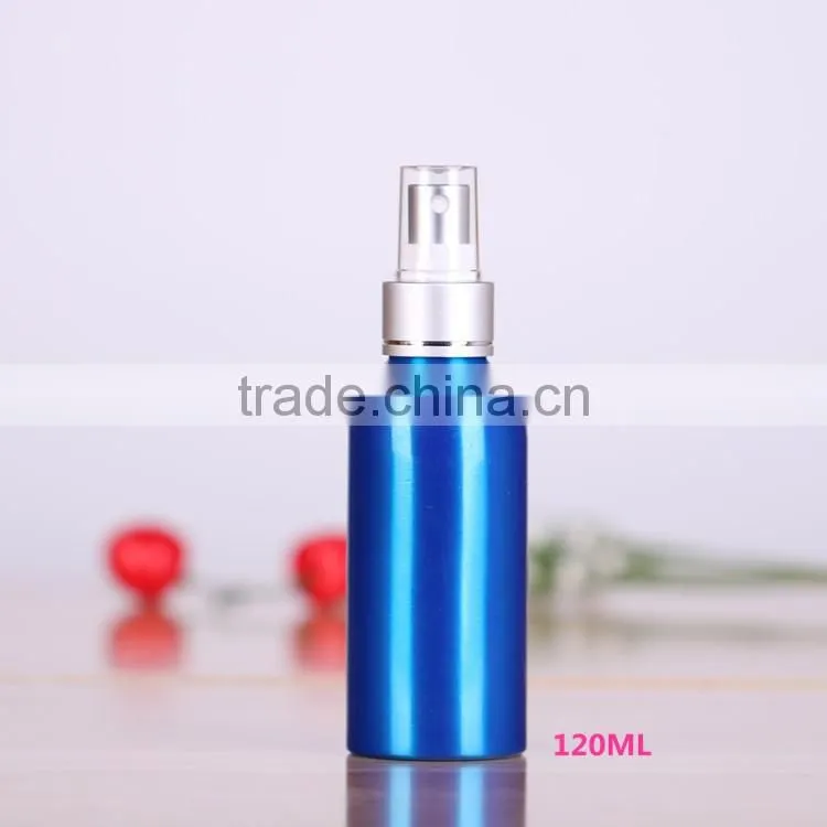 Wholesale 30ml-500ml cosmetic packaging bottle blue aluminum perfume bottle aluminum spray bottle