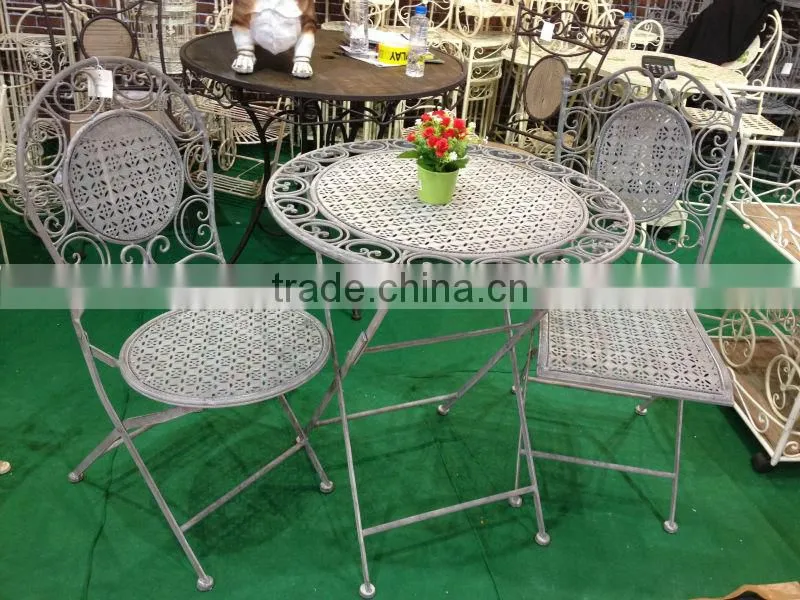Garden Folding Furniture Antique White Wrought Iron Patio Set
