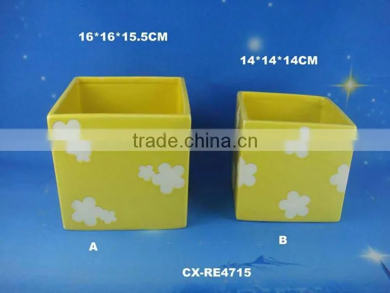 Unique Hand painted flower glazed ceramic shoe flower pot planter