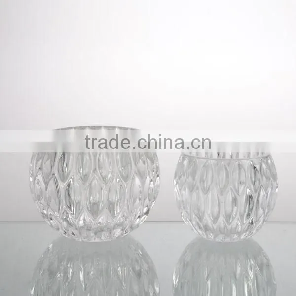 top grade polka dot pattern clear votive wedding candle holder set