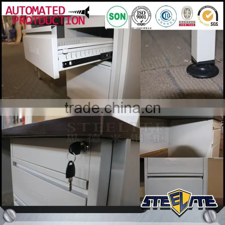 2016 latest modern designed executive metal office desk with drawer cabinet and computer box