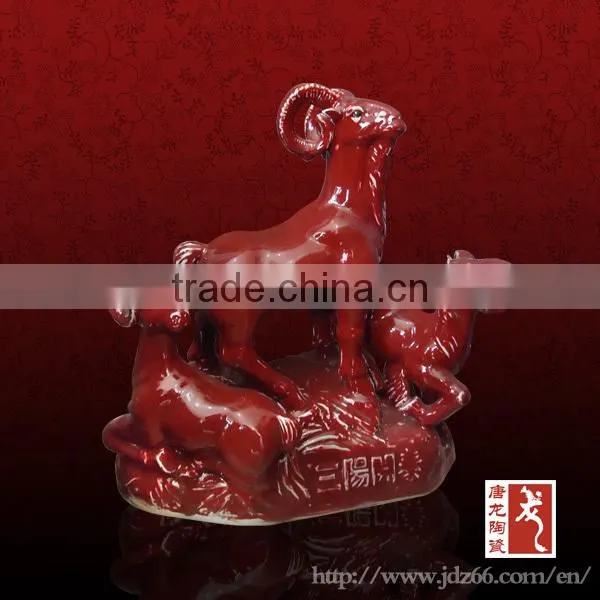 White glazed handmade ceramic rooster sculpture for home decoration