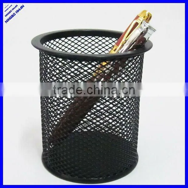 2014 high quality 8.5cm diameter mesh metal pen holder