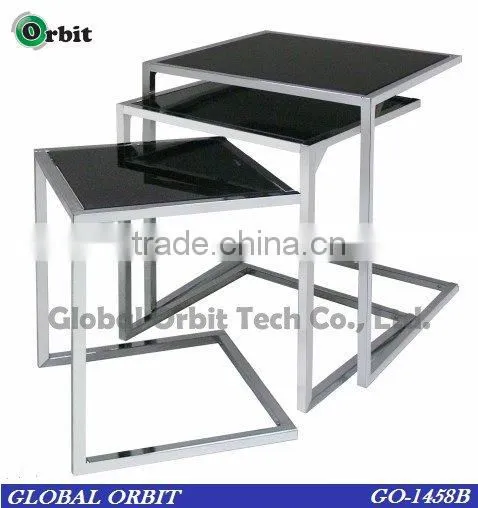 Home furniture Steel Center Table Modern Glass Nesting Table
