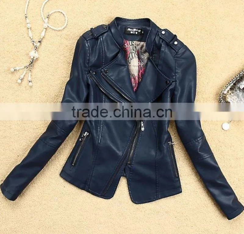 women leather jacket 2014 women's clothing biker motorcycle jackets leather coat