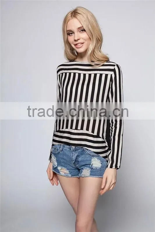Women's Boat Neck Key Hole Back Long Sleeve Shirt Summer Casual Blouse