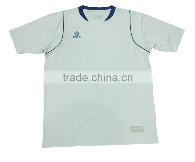 White and navy piping soccer jerseys set