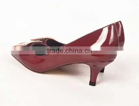 GZY fashion black color patent pu women shoes with removable heel