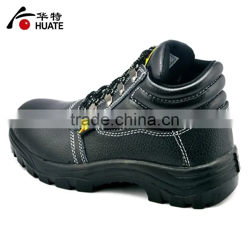 Black genuine leather protective steel toe cap Safety Shoes