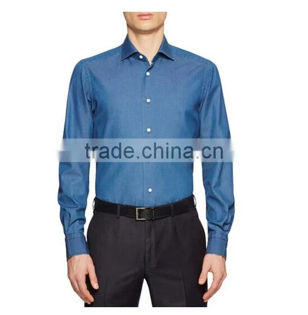 denim fabic spread collar shirt for men long sleeve shirt for men washed shirt