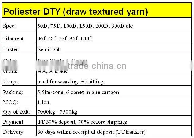 Dyed Polyester textured yarn 300D for Socks