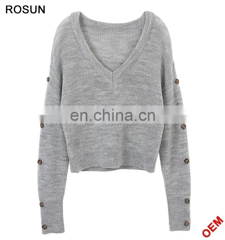 Girl Long sleeves with buttons Knit Pullover sweater