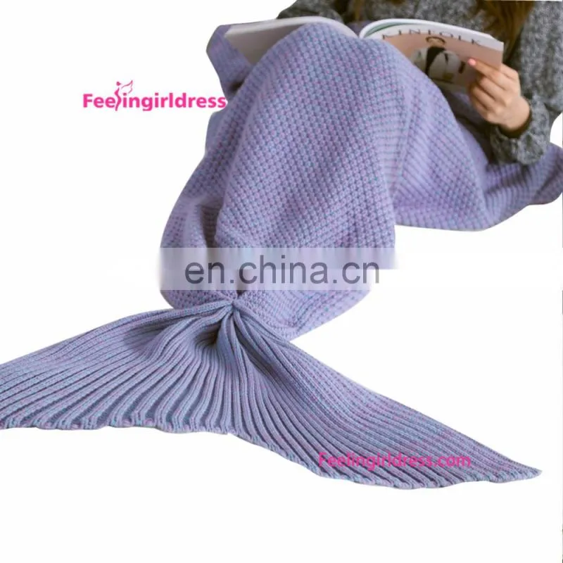 Multiple Colour Customized mermaid tail design Knitted Mermaid Tail Blanket