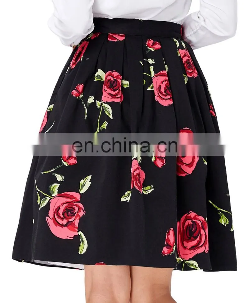 Grace Karin Women Pleated Vintage Cotton Floral Print Skirt CL6294-19