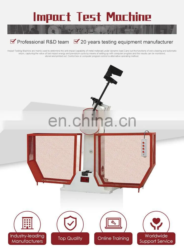 300J/500J/800J Impact testing machine/charpy pendulum impact tester for metal Charpy V notch